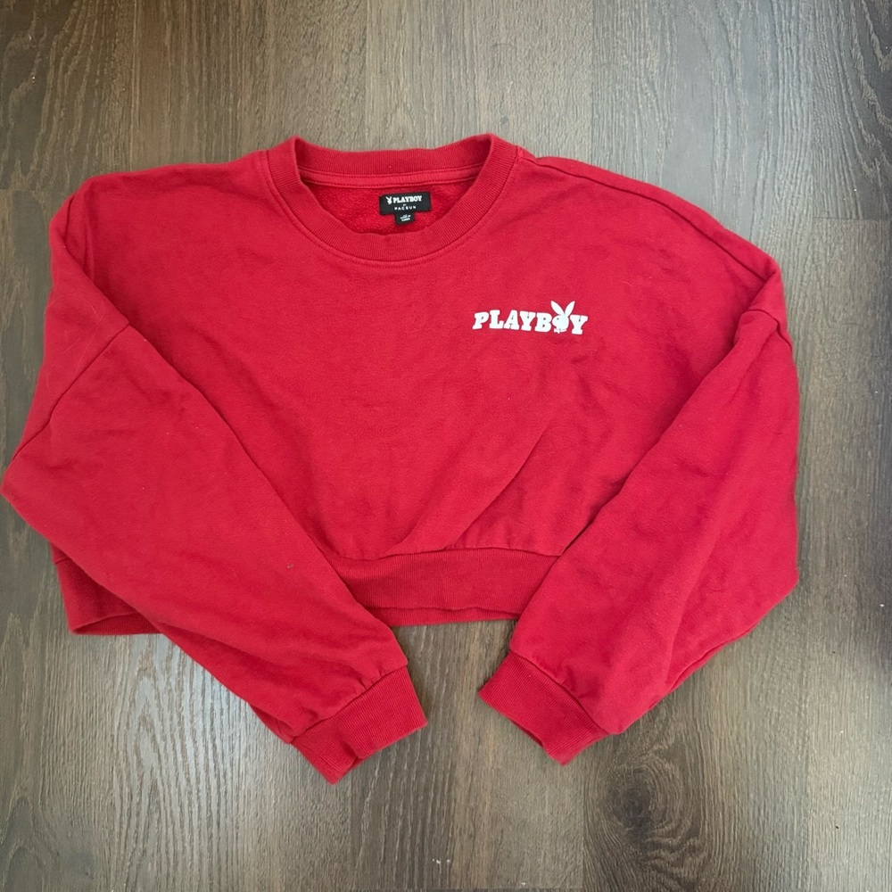 Cropped red Playboy by PacSun sweatshirt size medium